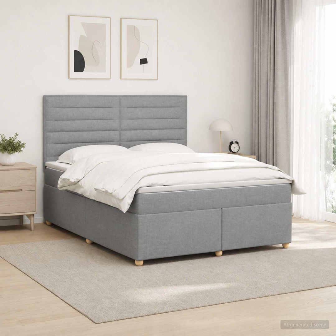 Boxmadras med topmadras Lysegrå 140 x 190 cm Stof