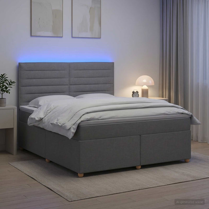 Boxmadras med topmadras Lysegrå 140 x 200 cm Stof