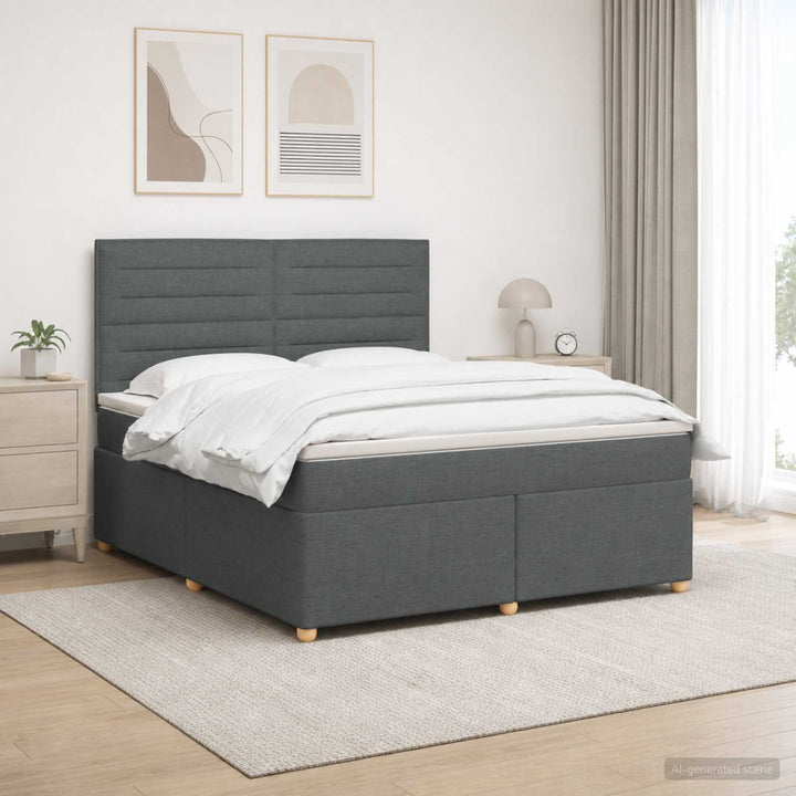 Boxmadras med topmadras Mørkegrå 140 x 190 cm Stof