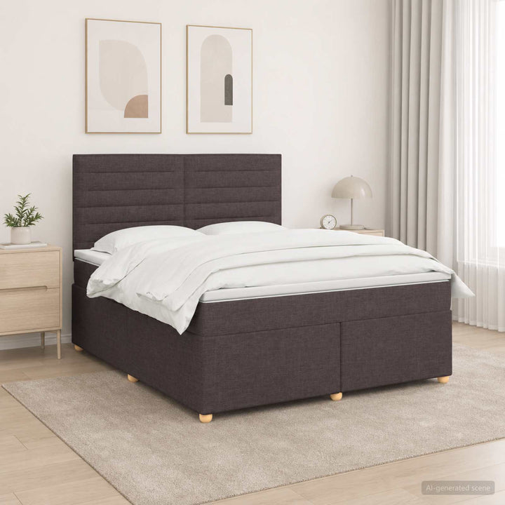 Boxmadras med topmadras Mørk Brun 180 x 200 cm Stof