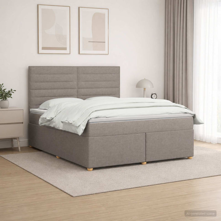 Boxmadras med topmadras Gråbrun 140 x 200 cm Stof