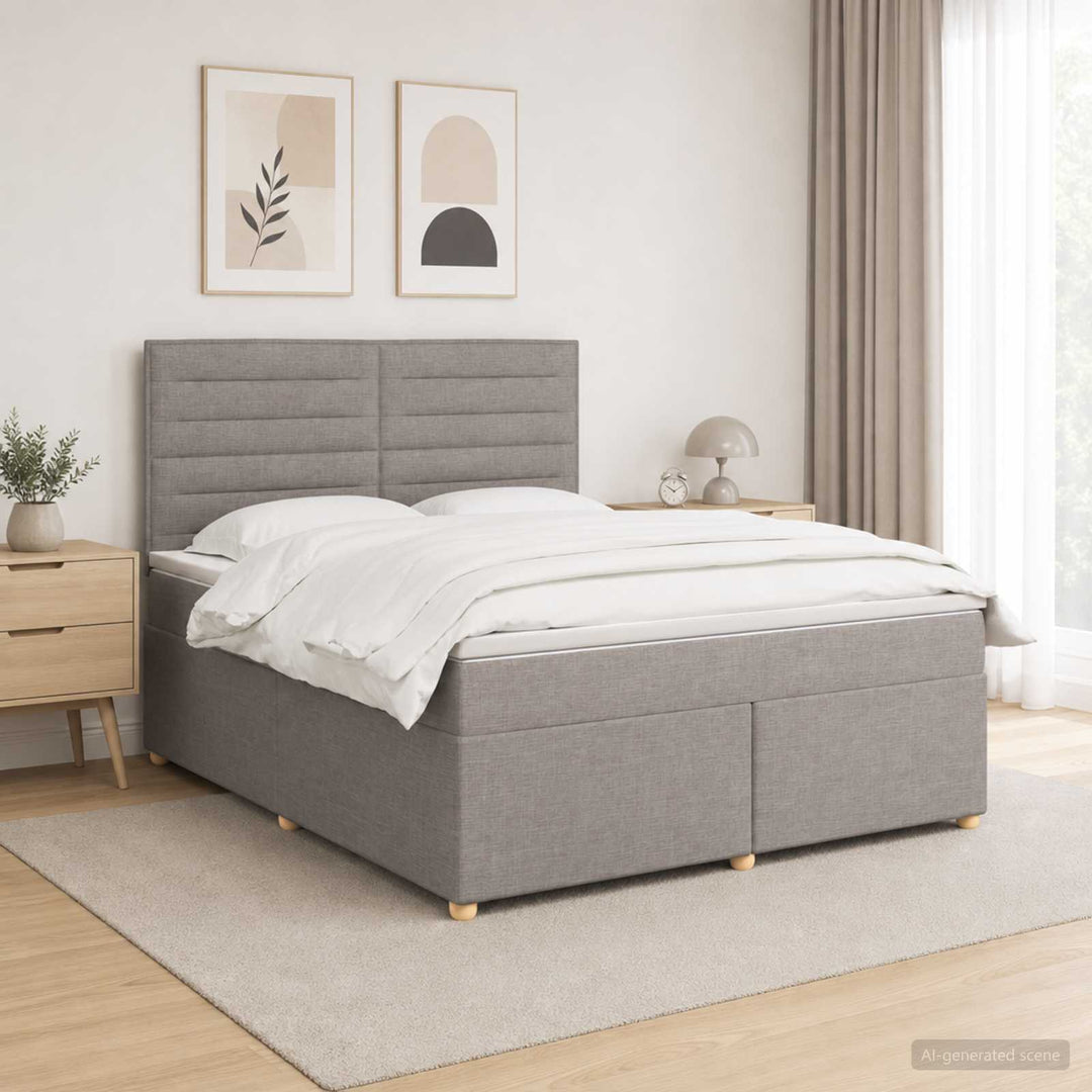 Boxmadras med topmadras Gråbrun 140 x 200 cm Stof
