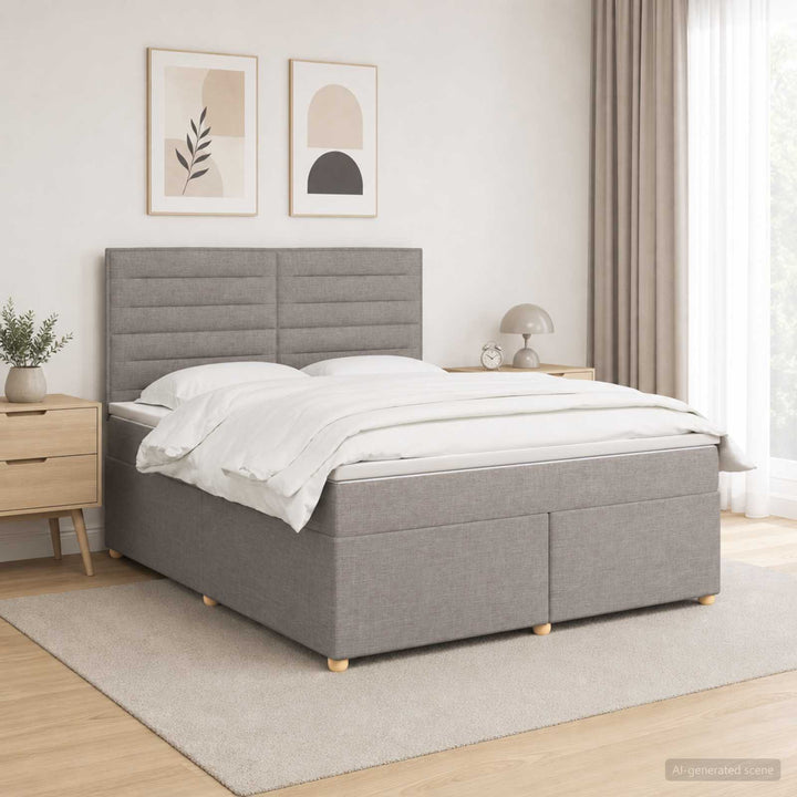 Boxmadras med topmadras Gråbrun 140 x 200 cm Stof