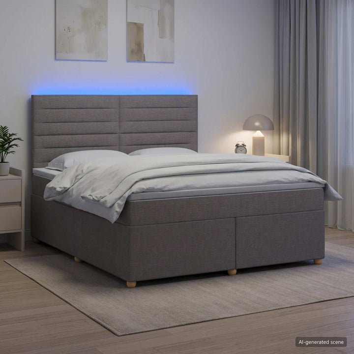 Boxmadras med topmadras Gråbrun 140 x 200 cm Stof