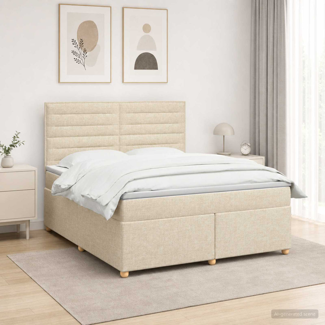 Boxmadras med topmadras Cremefarvet 140 x 190 cm Stof