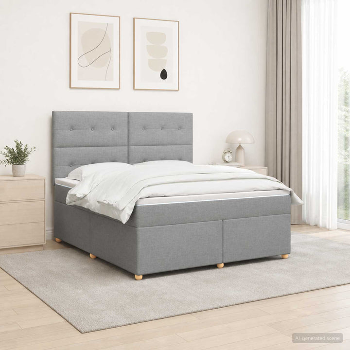 Boxmadras med topmadras Lysegrå 140 x 190 cm Stof