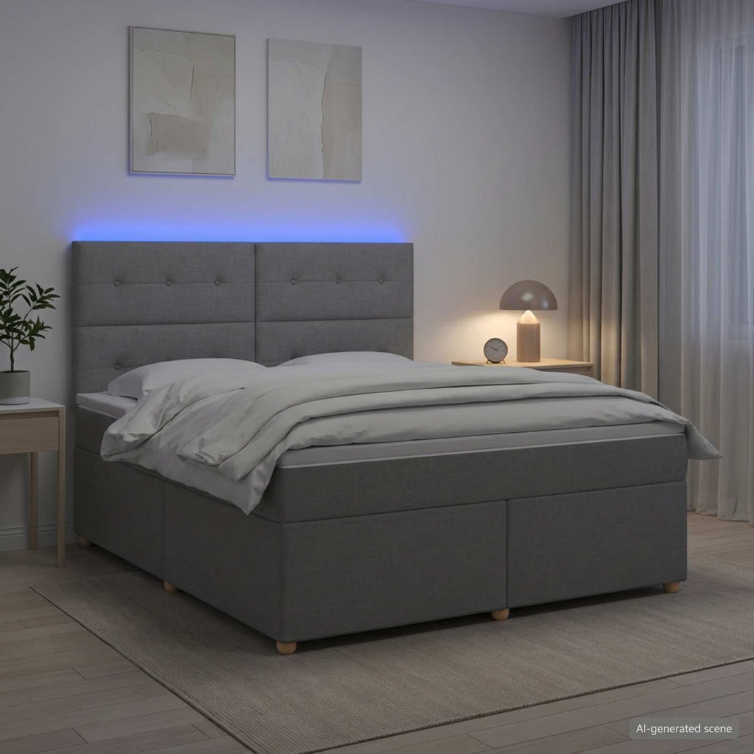 Boxmadras med topmadras Lysegrå 140 x 190 cm Stof