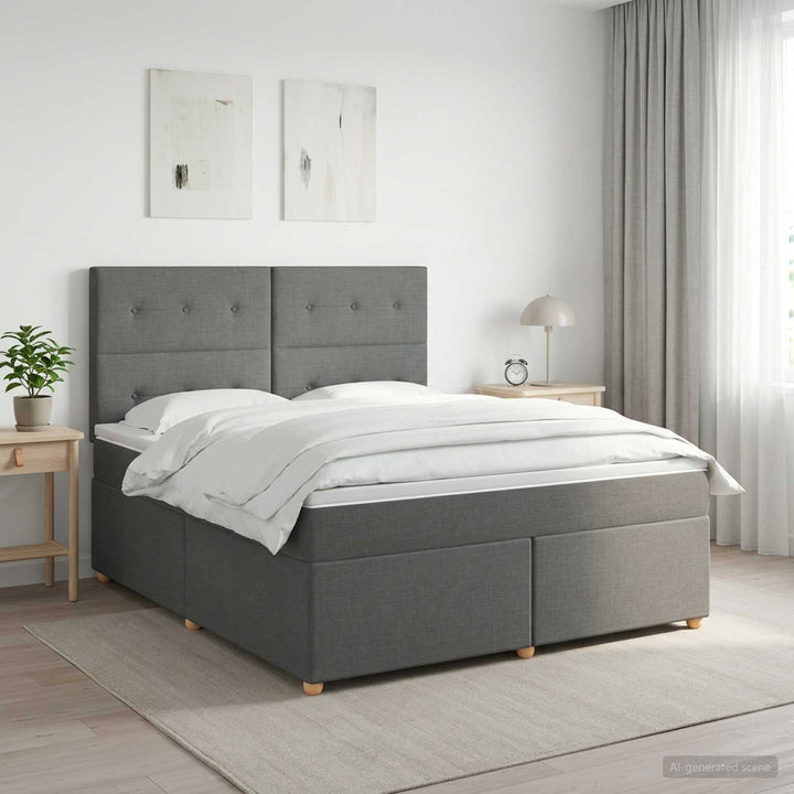 Boxmadras med topmadras Mørkegrå 160 x 200 cm Stof