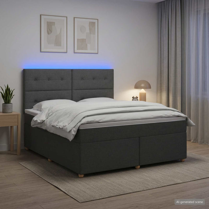 Boxmadras med topmadras Mørkegrå 140 x 190 cm Stof