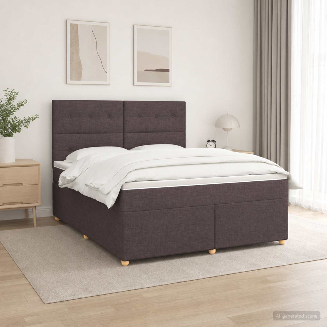 Boxmadras med topmadras Mørk Brun 140 x 200 cm Stof