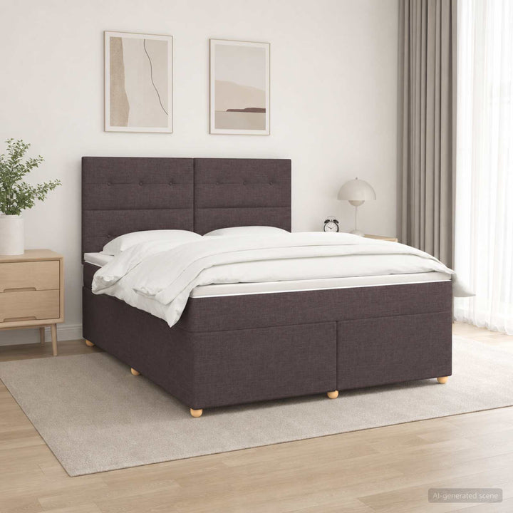 Boxmadras med topmadras Mørk Brun 160 x 200 cm Stof