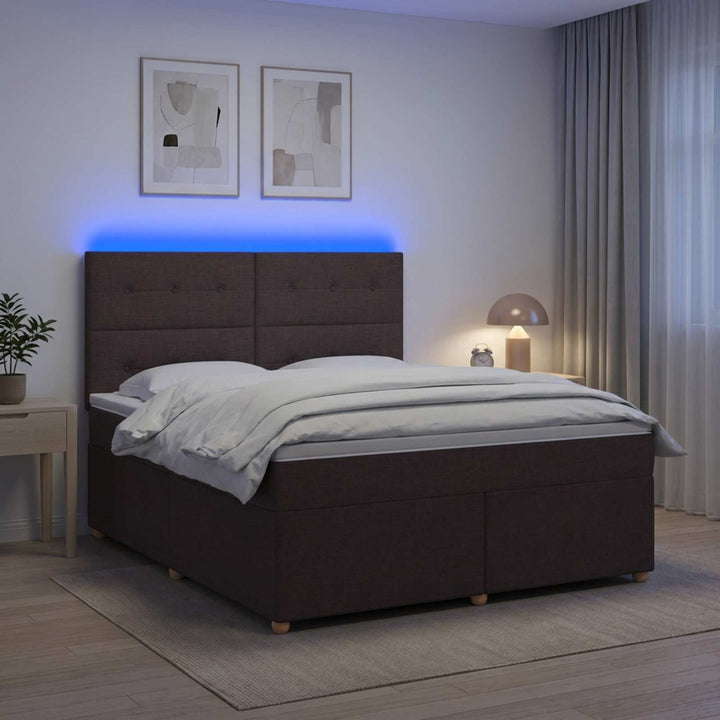 Boxmadras med topmadras Mørk Brun 160 x 200 cm Stof