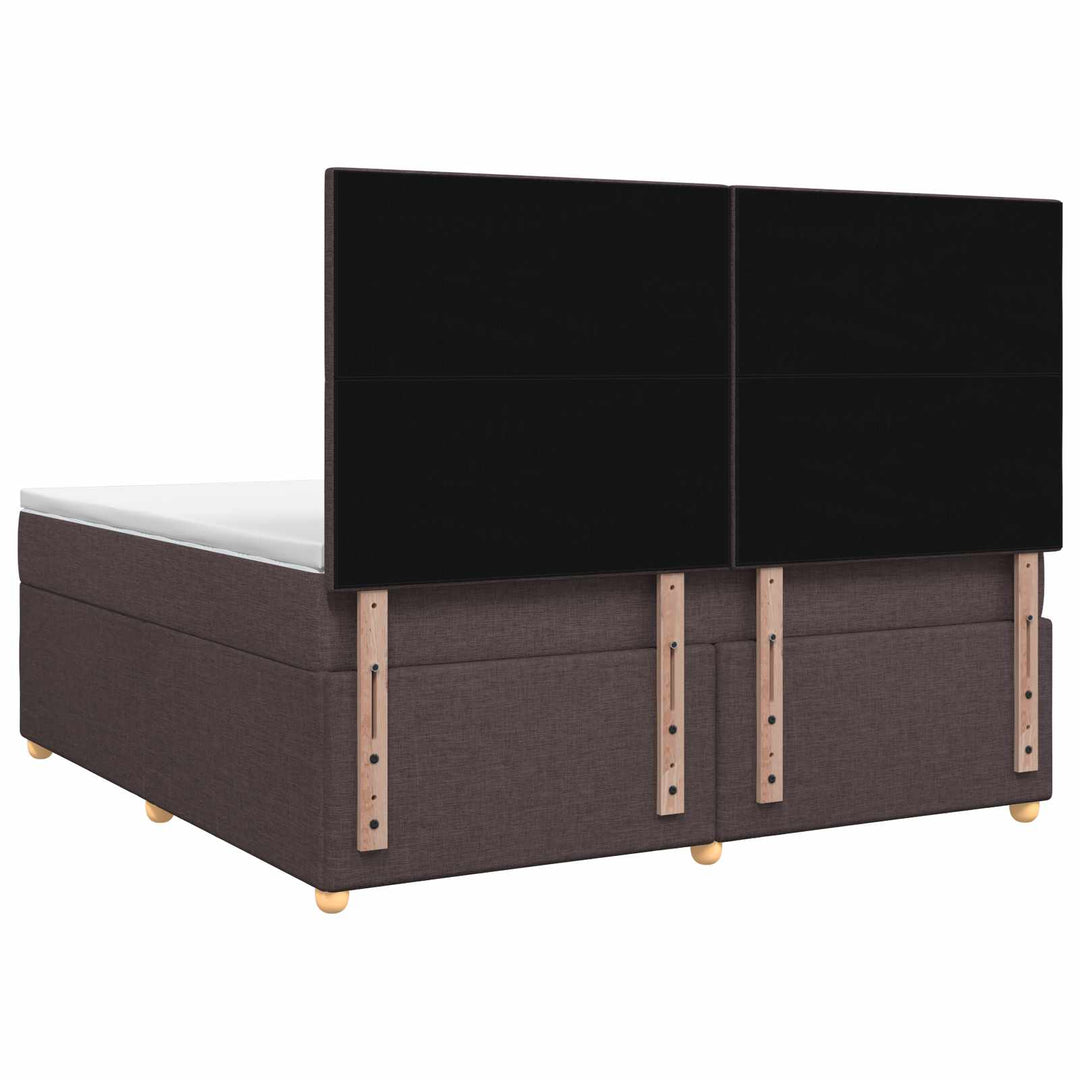 Boxmadras med topmadras Mørk Brun 180 x 200 cm Stof
