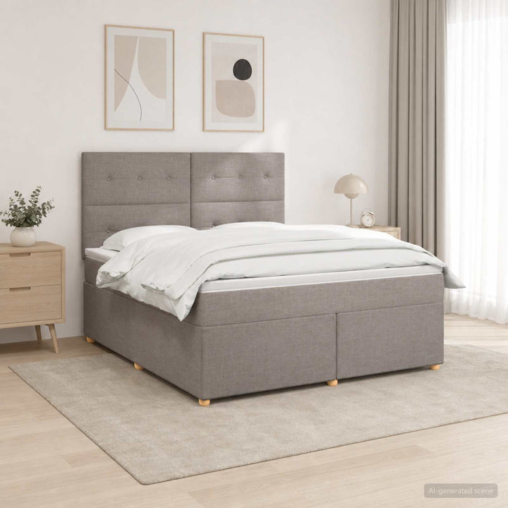Boxmadras med topmadras Gråbrun 140 x 200 cm Stof