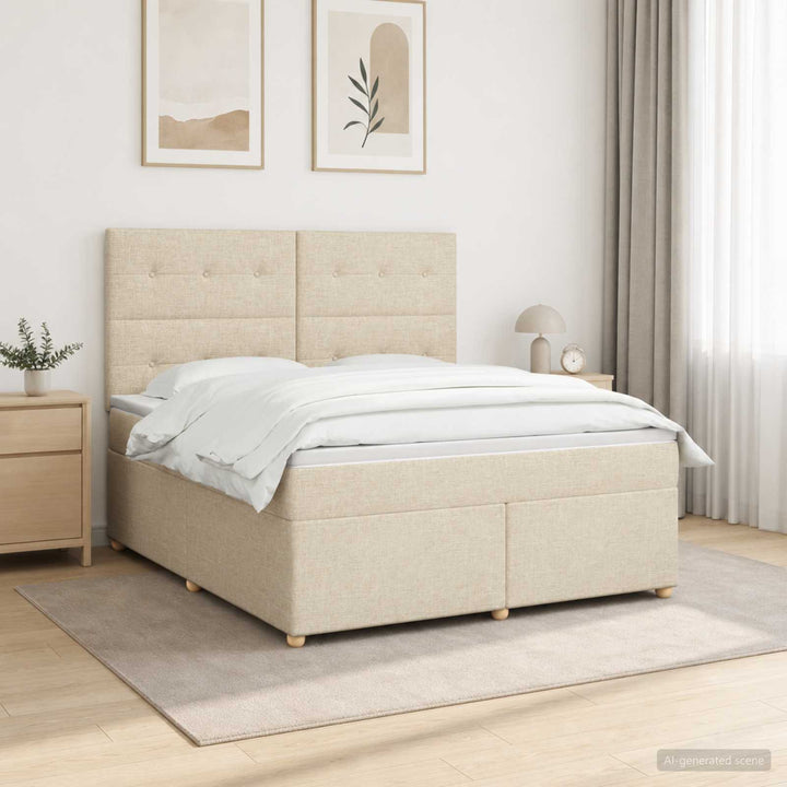 Boxmadras med topmadras Cremefarvet 160 x 200 cm Stof