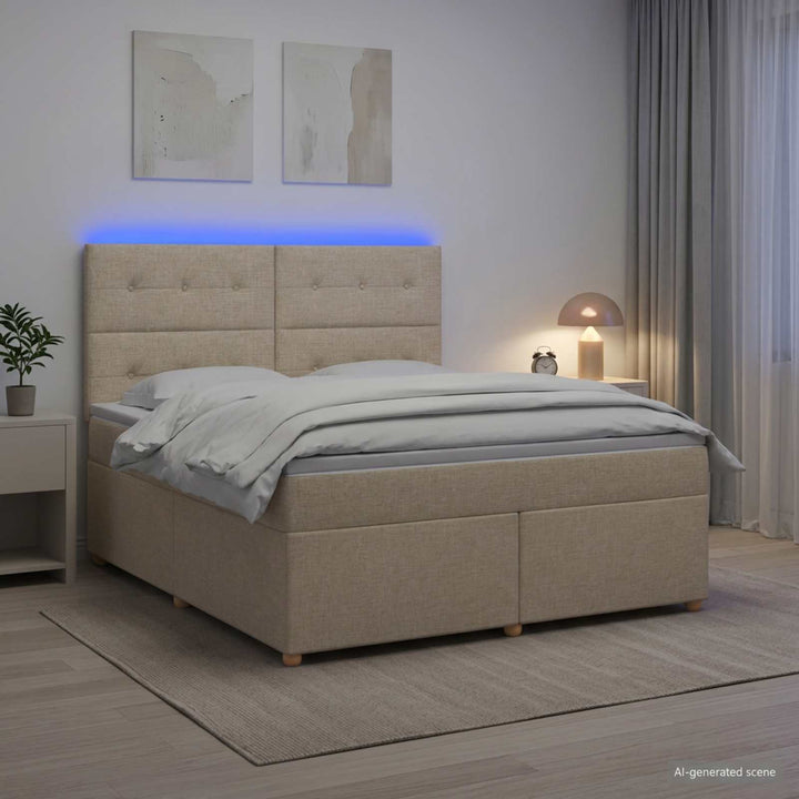 Boxmadras med topmadras Cremefarvet 160 x 200 cm Stof