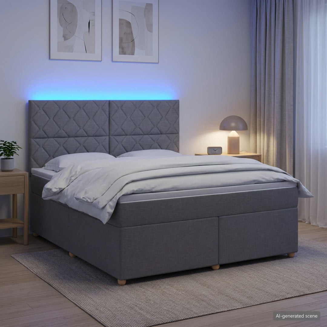 Boxmadras med topmadras Lysegrå 140 x 190 cm Stof