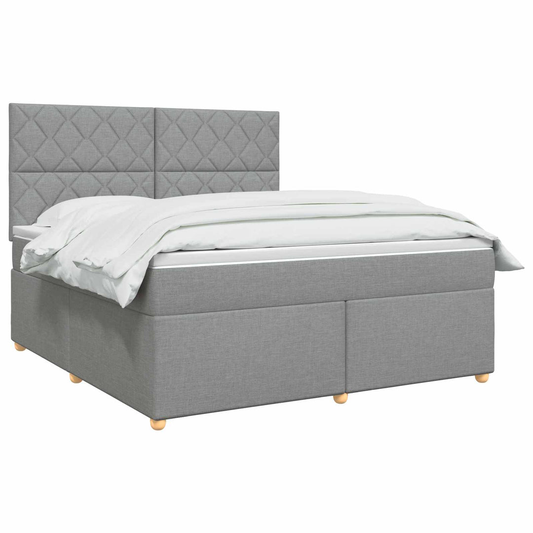 Boxmadras med topmadras Lysegrå 180 x 200 cm Stof