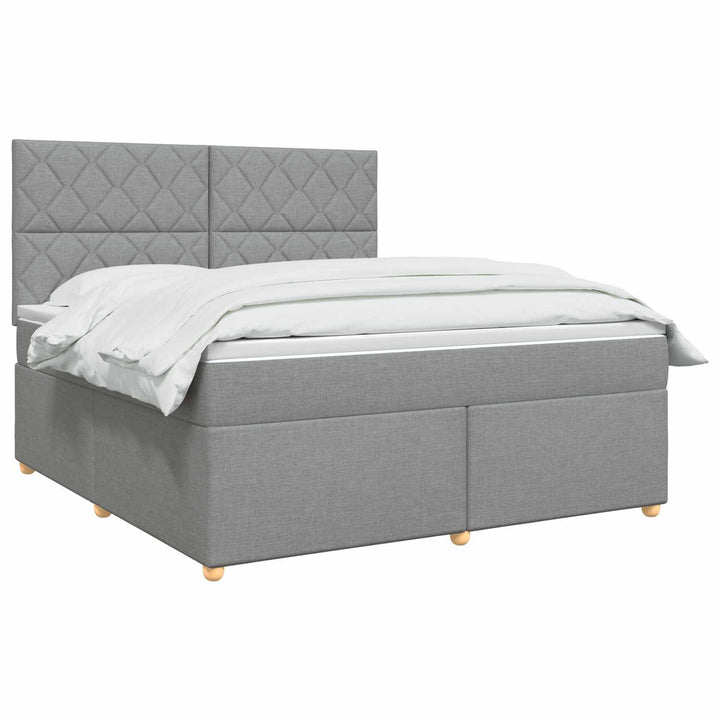 Boxmadras med topmadras Lysegrå 180 x 200 cm Stof