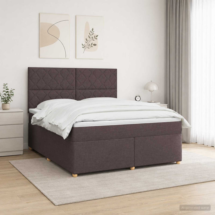 Boxmadras med topmadras Mørk Brun 140 x 190 cm Stof