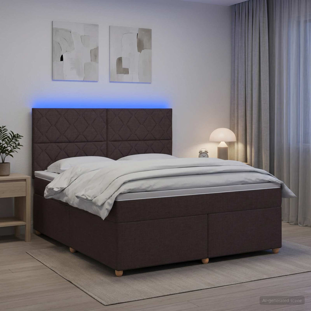 Boxmadras med topmadras Mørk Brun 140 x 190 cm Stof