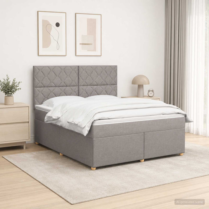 Boxmadras med topmadras Gråbrun 180 x 200 cm Stof