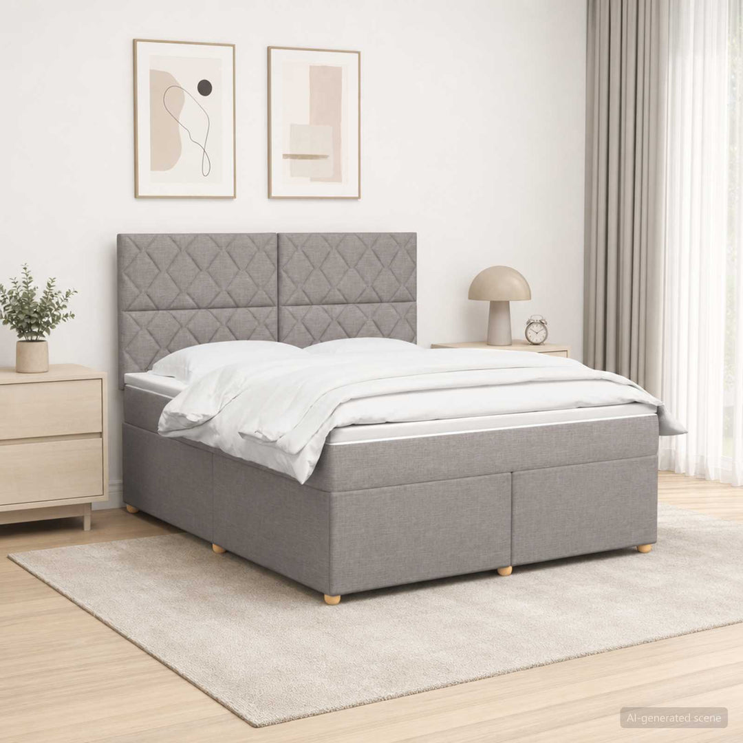 Boxmadras med topmadras Gråbrun 140 x 200 cm Stof