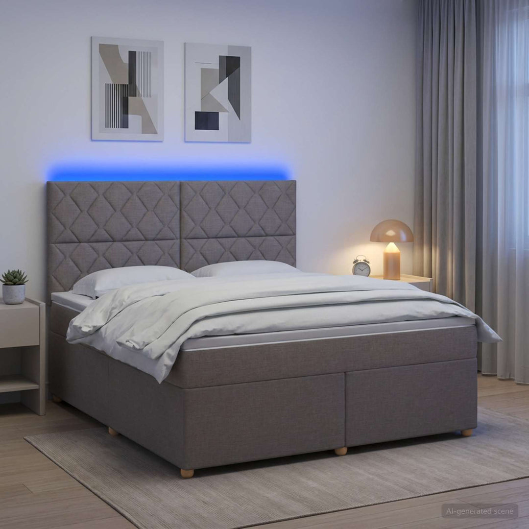 Boxmadras med topmadras Gråbrun 180 x 200 cm Stof