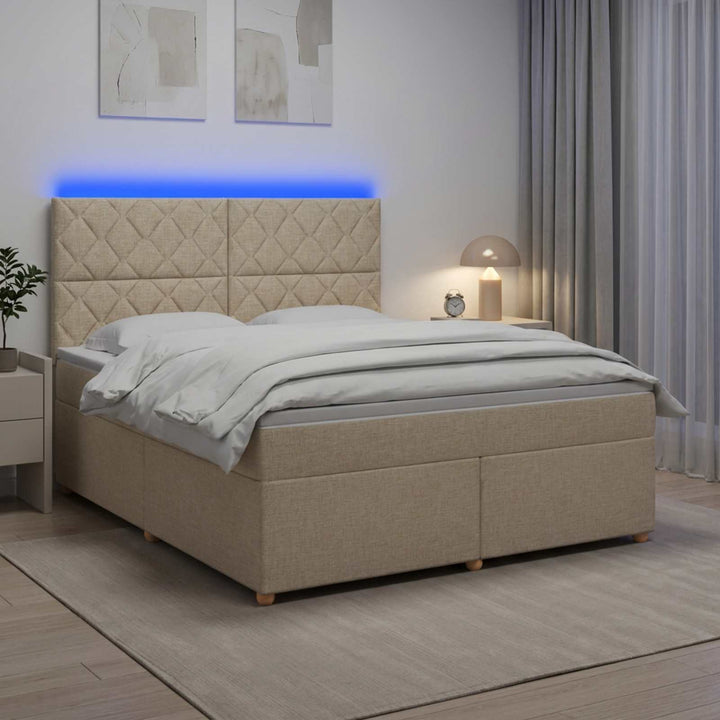 Boxmadras med topmadras Cremefarvet 180 x 200 cm Stof