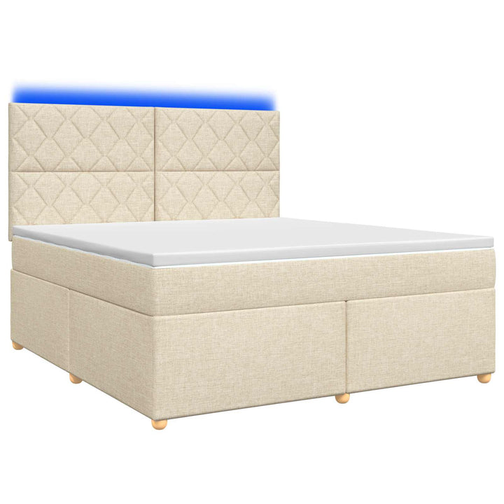 Boxmadras med topmadras Cremefarvet 180 x 200 cm Stof