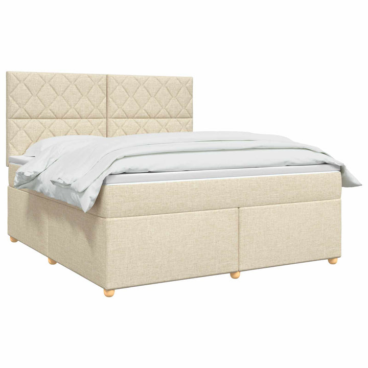 Boxmadras med topmadras Cremefarvet 180 x 200 cm Stof
