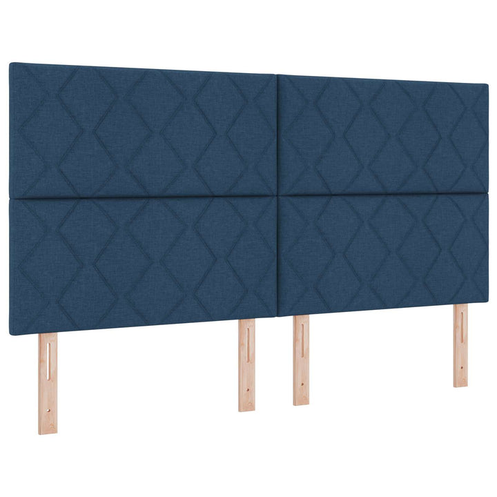 Boxmadras med topmadras med hovedgærde Blå 180 x 200 cm Stof
