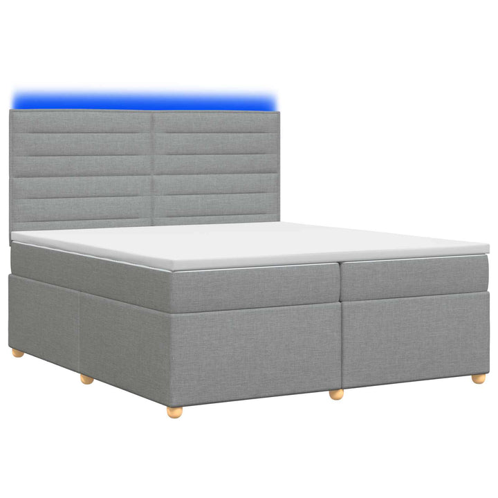 Boxmadras med topmadras Lysegrå 200 x 200 cm Stof