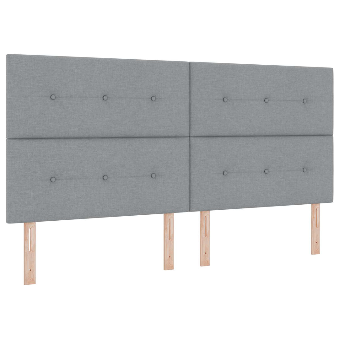Boxmadras med topmadras Lysegrå 200 x 200 cm Stof