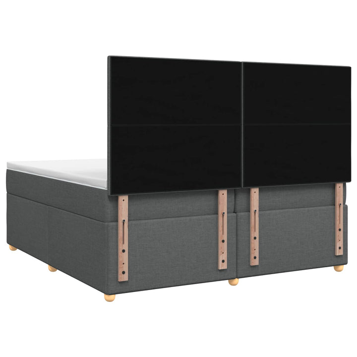 Boxmadras med topmadras Mørkegrå 200 x 200 cm Stof