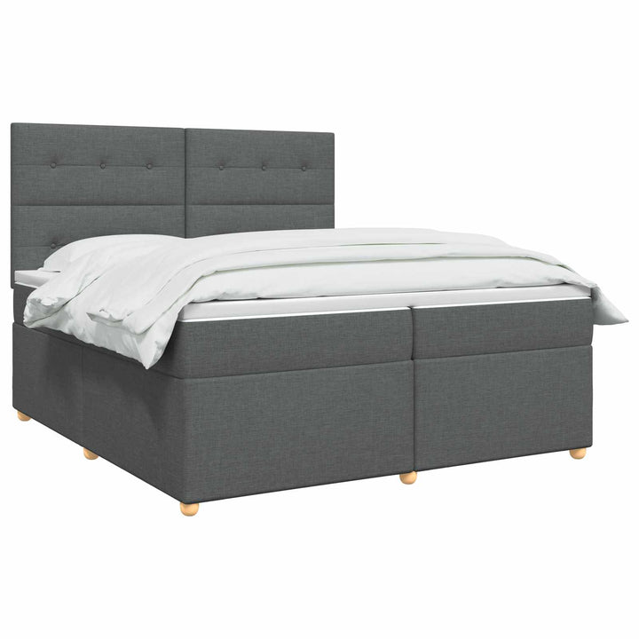 Boxmadras med topmadras Mørkegrå 200 x 200 cm Stof