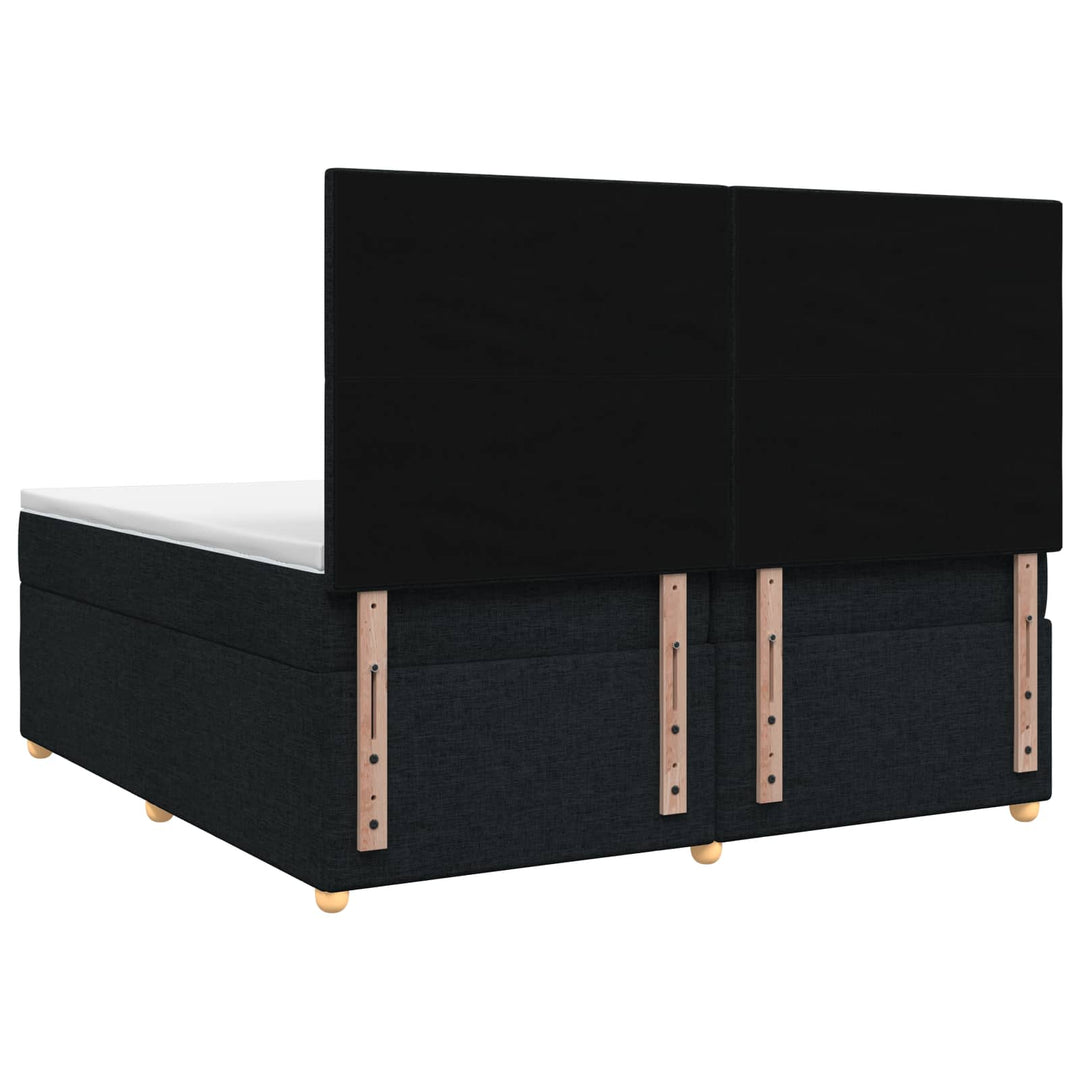 Boxmadras med topmadras med hovedgærde Sort 200 x 200 cm Stof