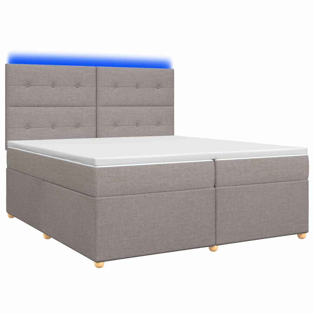 Boxmadras med topmadras Gråbrun 200 x 200 cm Stof