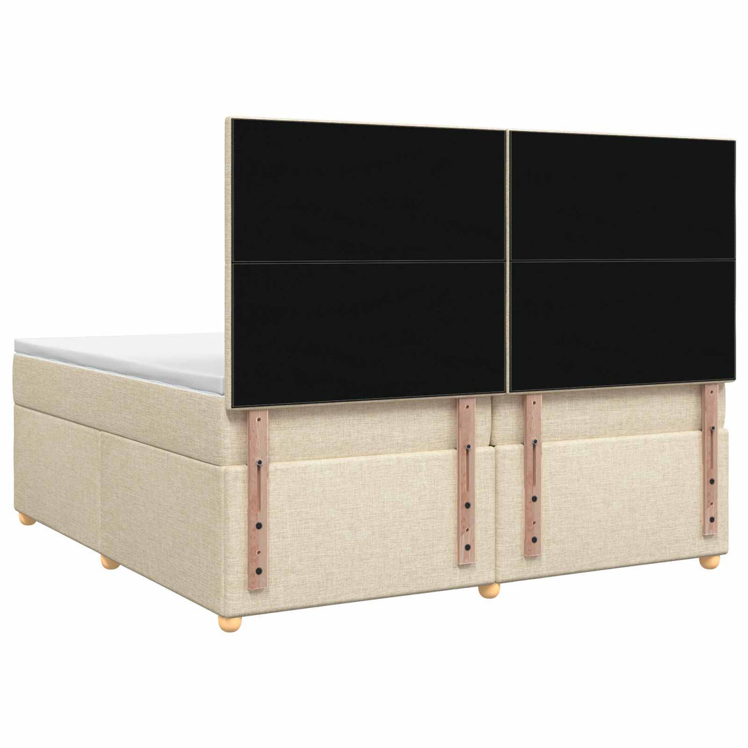 Boxmadras med topmadras Cremefarvet 200 x 200 cm Stof