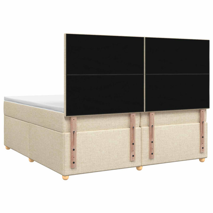 Boxmadras med topmadras Cremefarvet 200 x 200 cm Stof