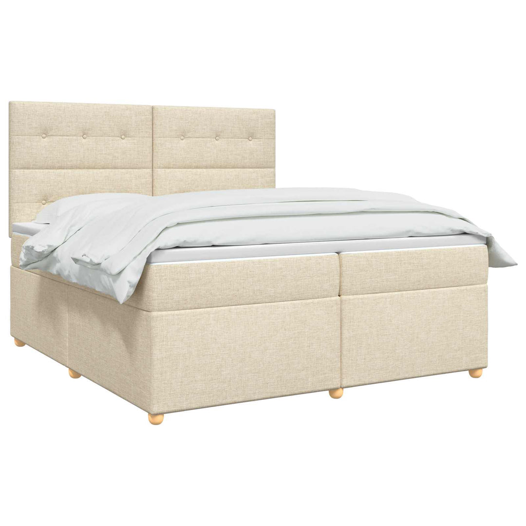 Boxmadras med topmadras Cremefarvet 200 x 200 cm Stof