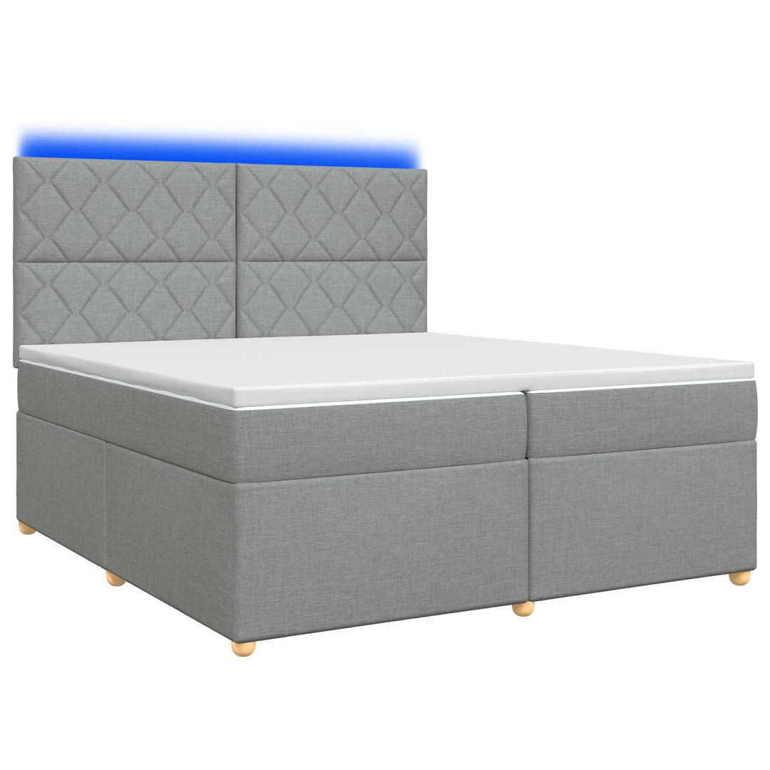 Boxmadras med topmadras Lysegrå 200 x 200 cm Stof