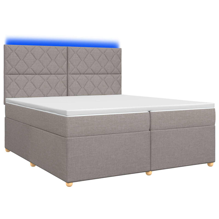 Boxmadras med topmadras Gråbrun 200 x 200 cm Stof