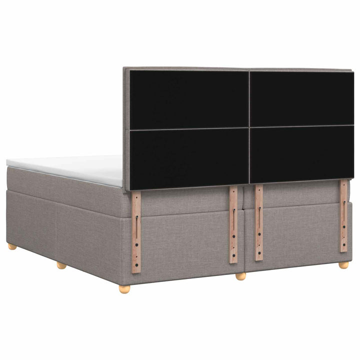 Boxmadras med topmadras Gråbrun 200 x 200 cm Stof