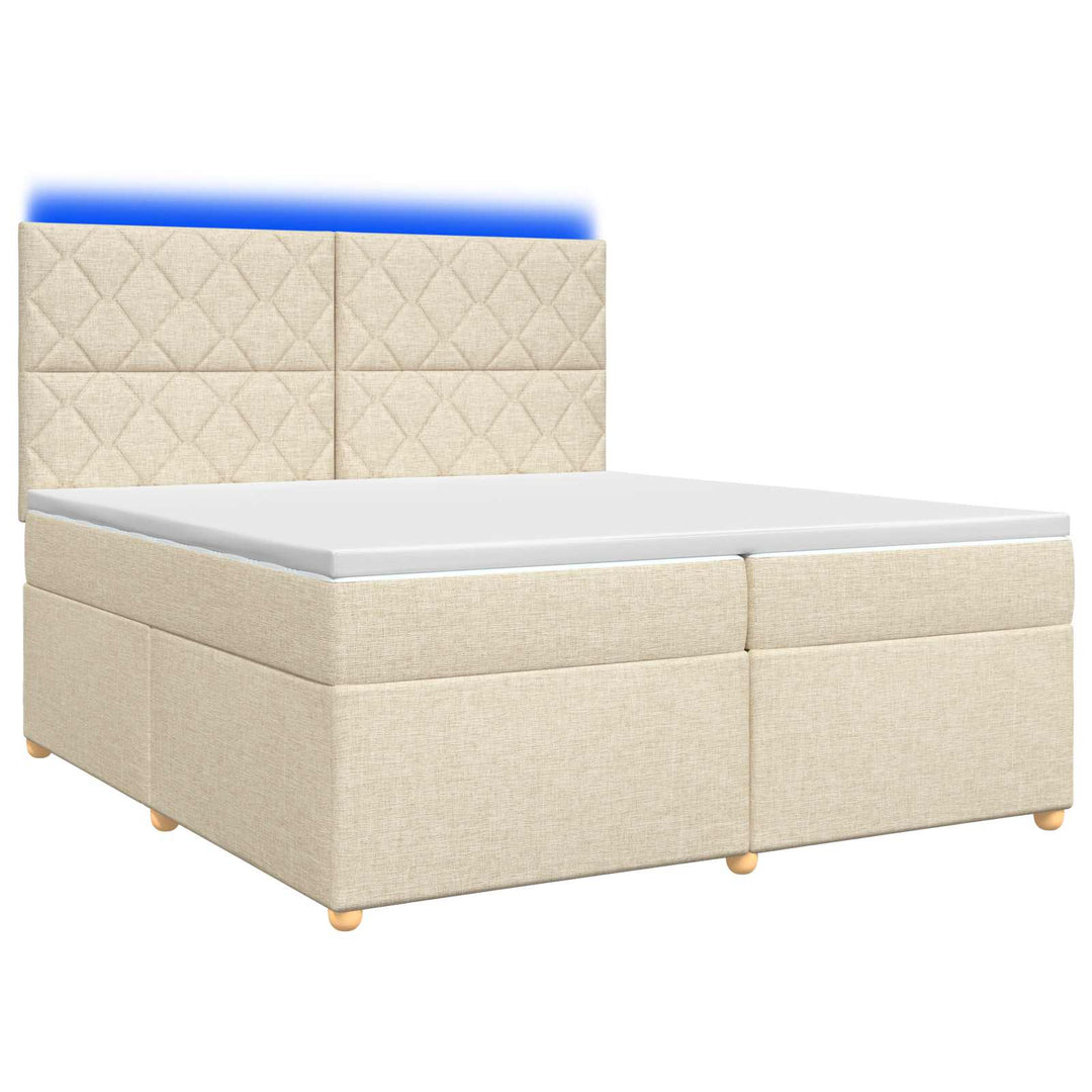 Boxmadras med topmadras Cremefarvet 200 x 200 cm Stof