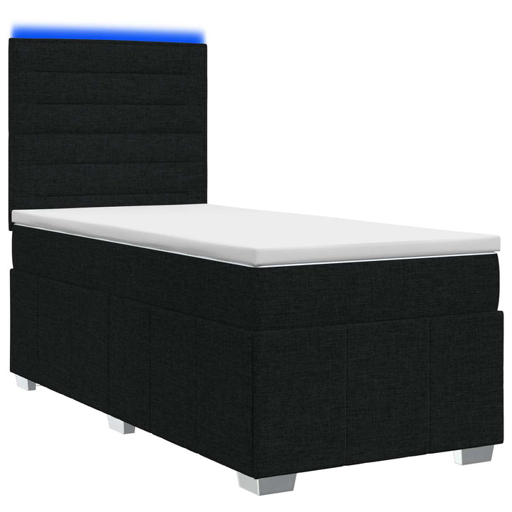 LED boksmadrasseng med madras Sort 90 x 200 cm Stof