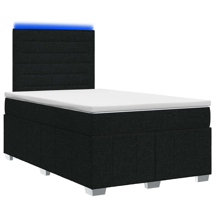 LED boksmadrasseng med madras Sort 120 x 190 cm Stof