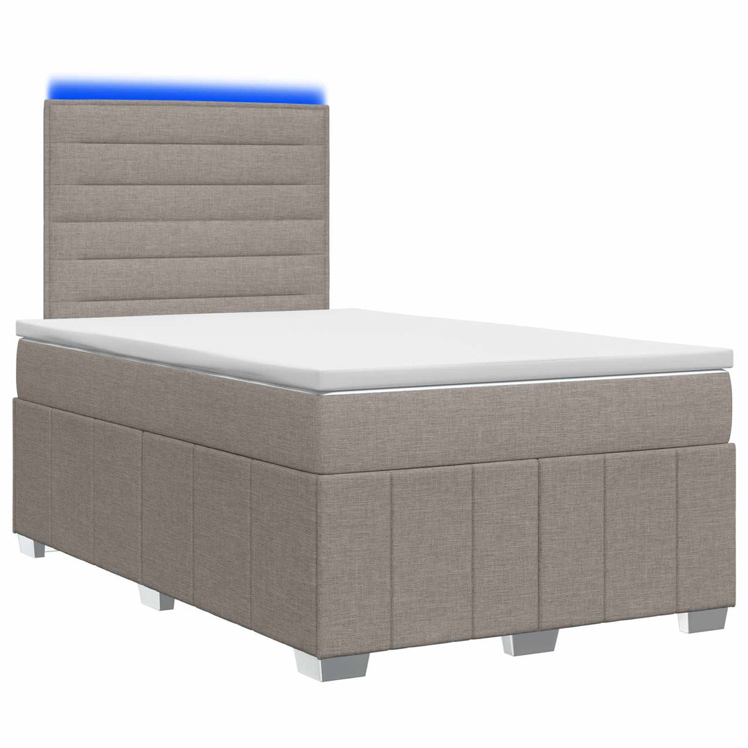 LED boksmadrasseng med madras Gråbrun 120 x 190 cm Stof