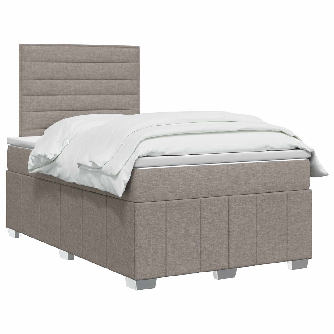 LED boksmadrasseng med madras Gråbrun 120 x 190 cm Stof