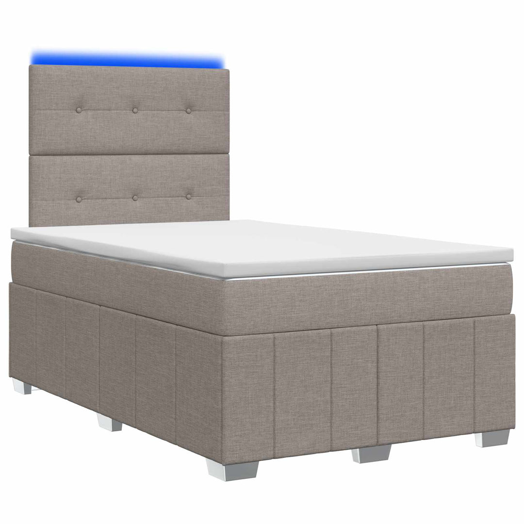 LED boksmadrasseng med madras Gråbrun 120 x 190 cm Stof
